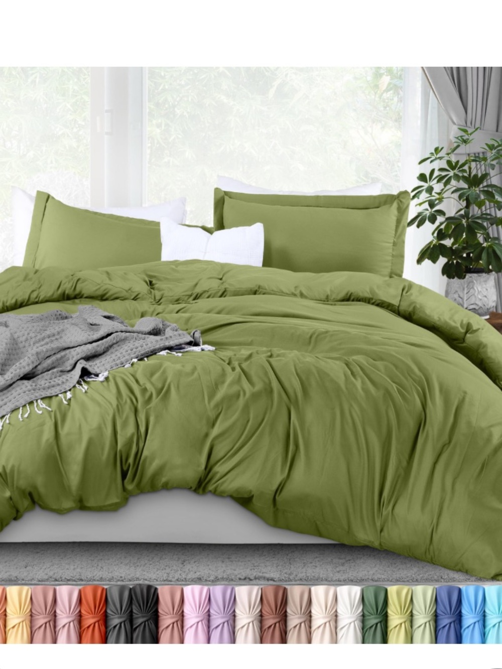 Duvet Cover 3Pc Set - Moss Green QUEEN SIZE